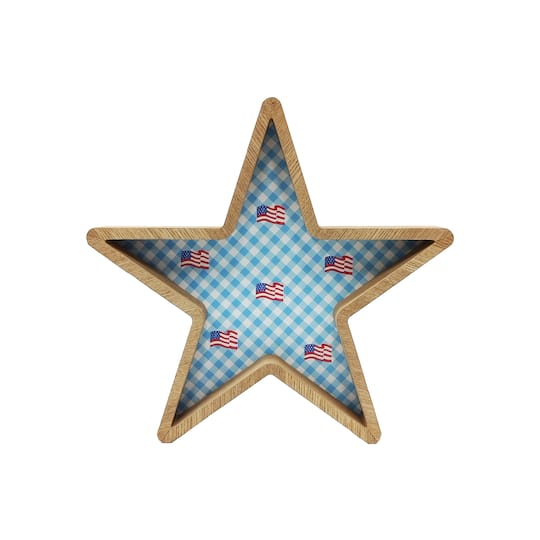 12" Blue Gingham Star Tabletop Décor by Celebrate It™